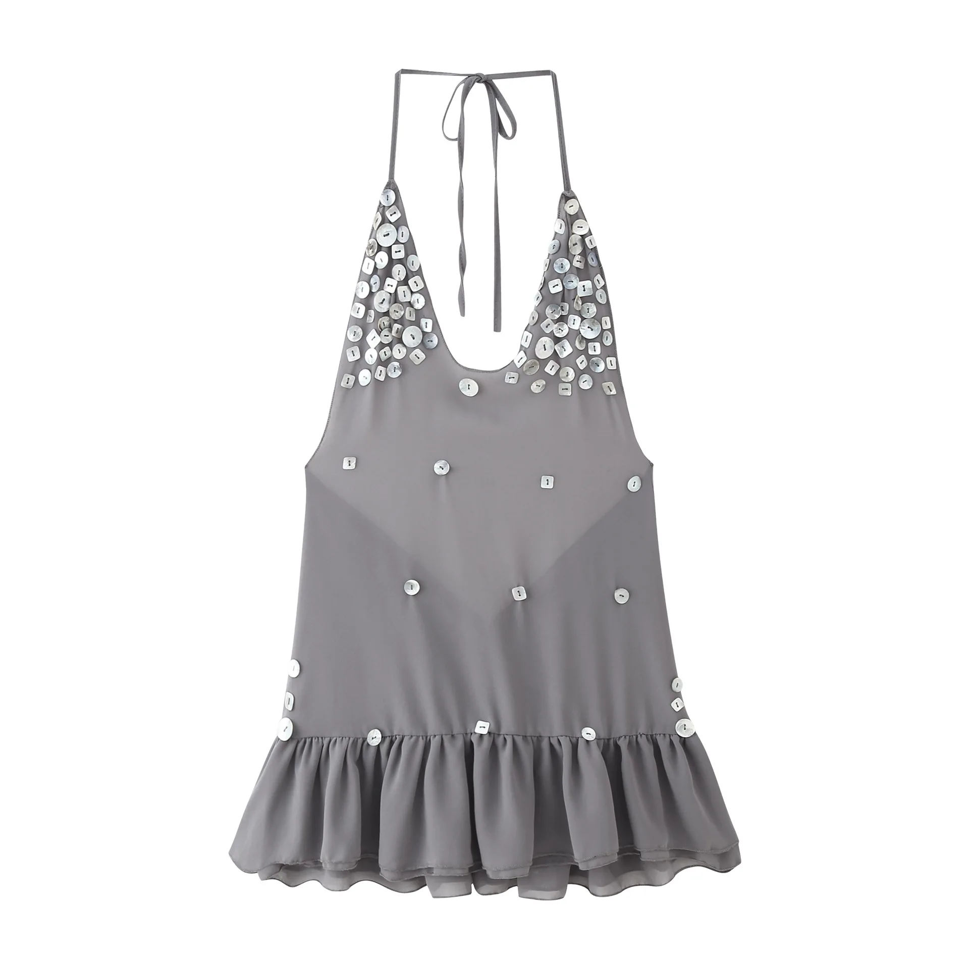 Beach sexy chic women's dress backless suspenders sleeveless backless draped short dress 2025 new fashion summer slim fit dress - Image 6