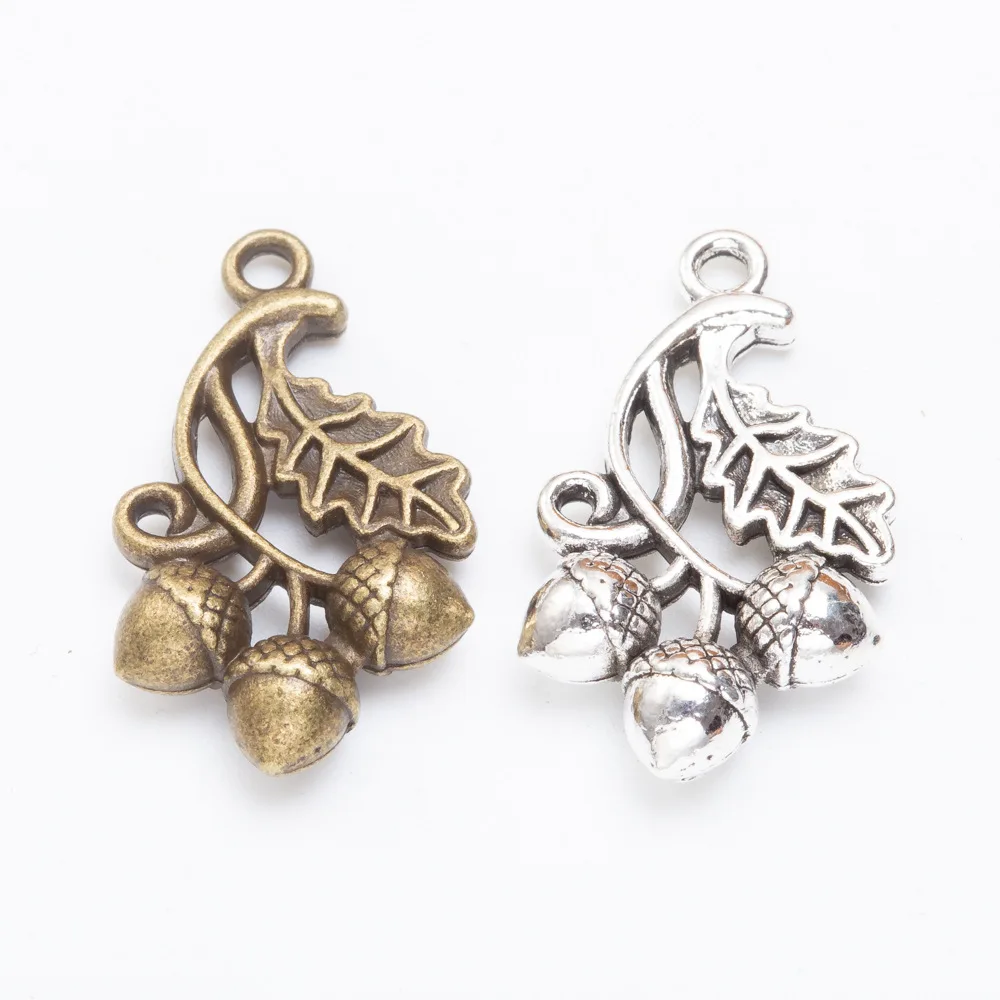 10Pcs/Lot 26*15mm Two Color 3D Lucky Pine Cone Charms Thanksgiving Pendants for Jewelry And Bracelet Making