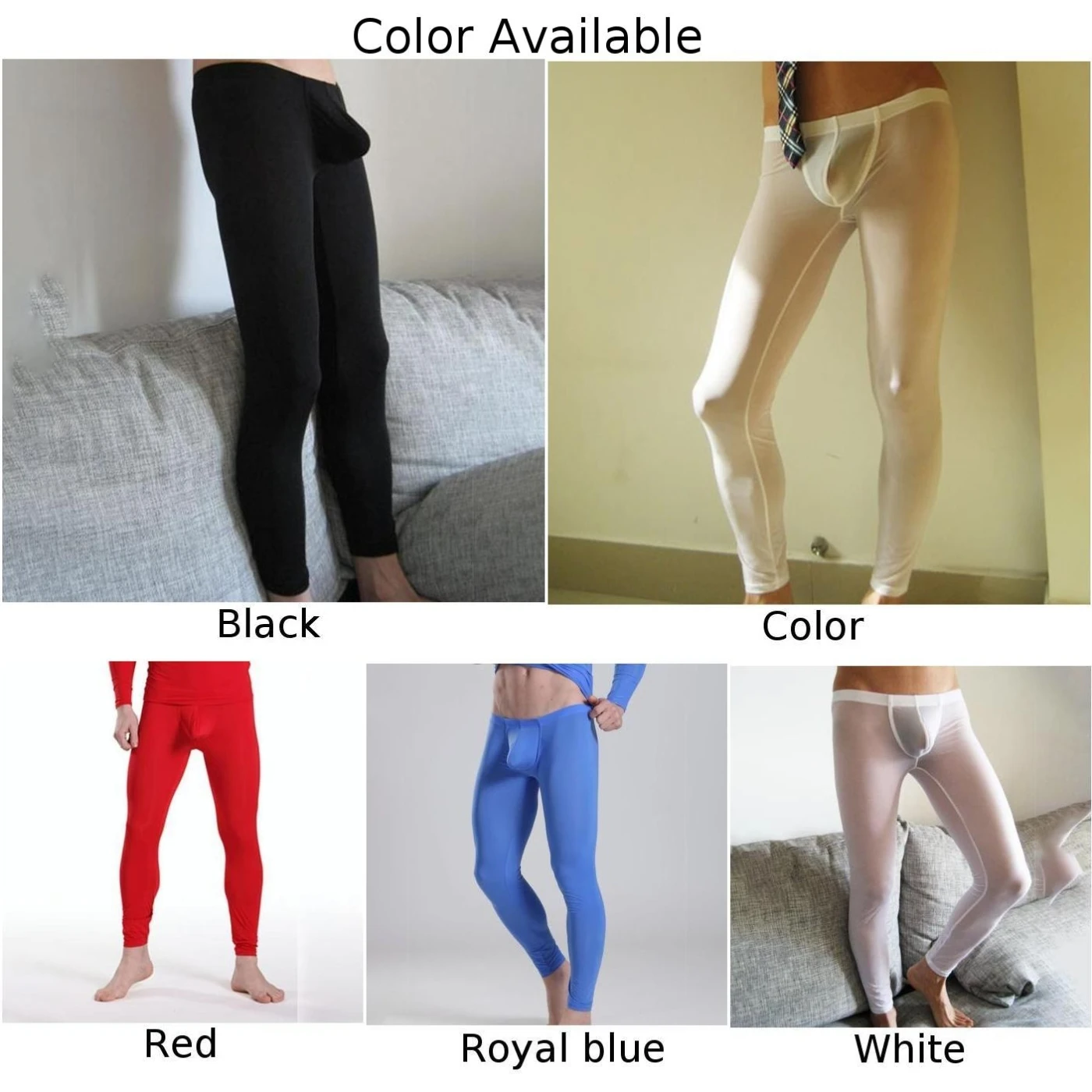 Mens Ice Silk Sheer Leggings Fitness Tight Long Johns Pants Stretch Underpants Long Johns Warm Leggings Base Layer Bottoms