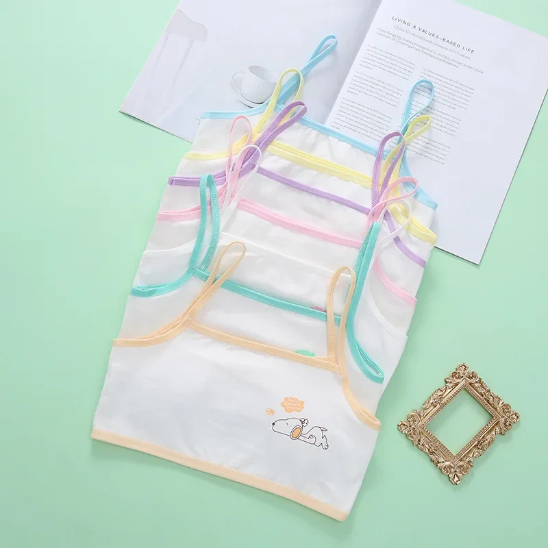 Snoopy ชุดชั้นใน Camisole น่ารักนักเรียนสาวในวัยเด็ก Development Period การ์ตูนนุ่มผ้าฝ้ายฤดูร้อน Breathable เสื้อกั๊กใหม่