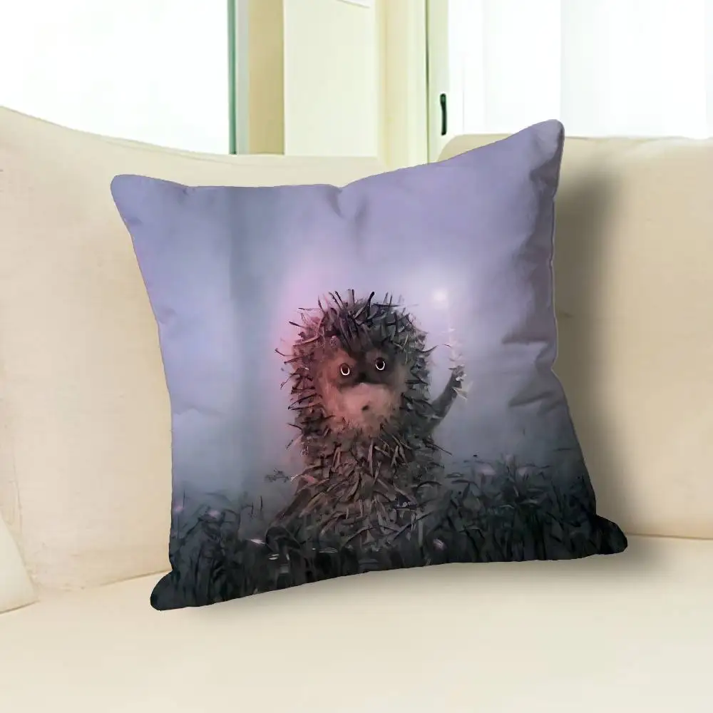 H-Hedgehog in the F-Fog Cartoon Pillow Cover, 4K HD Printed Cushion Cover case with Various Exquisite Patterns