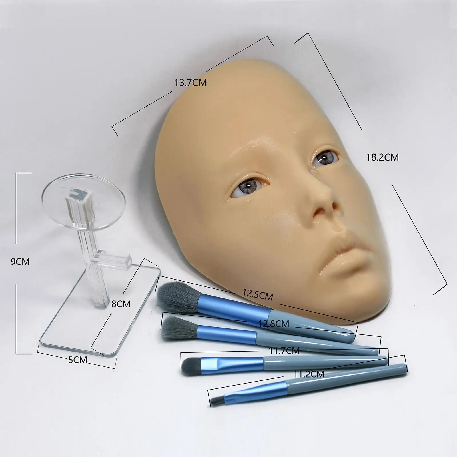 Silicone Makeup Practice Board Model with Stand Realistic Face Mannequin Head for Eye Makeup Training and Eyelash Practice Tool