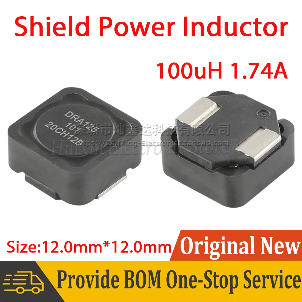 

5pcs DRA125 101 Molding Choke Inductance 100uH 1.74A High Efficiency Shield Drum Core Power Inductor DRA125-101-R 12*12*5mm