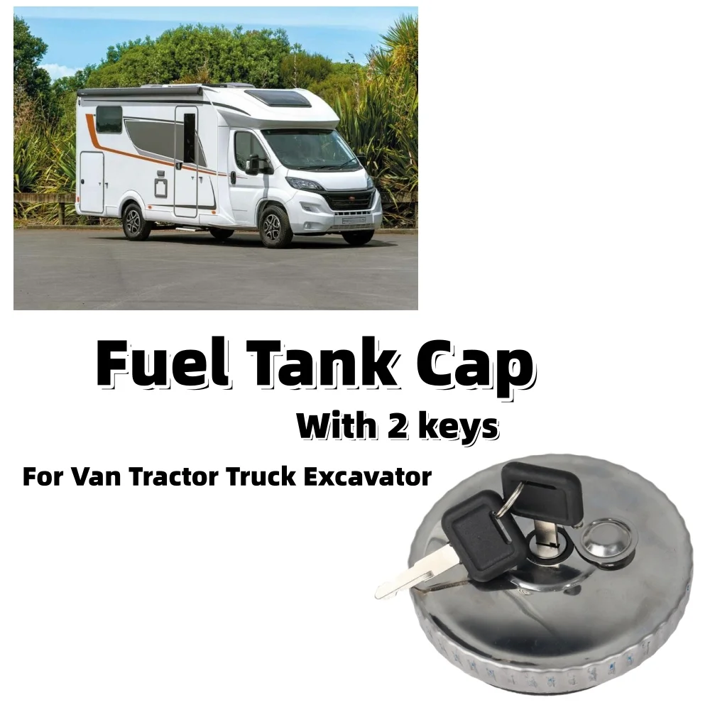Fuel Tank Cap With 2 Key For Van Tractor Truck Excavator Universal Tank Cover Lockable 80mm Chrome Fuel Tank Lock Accessories