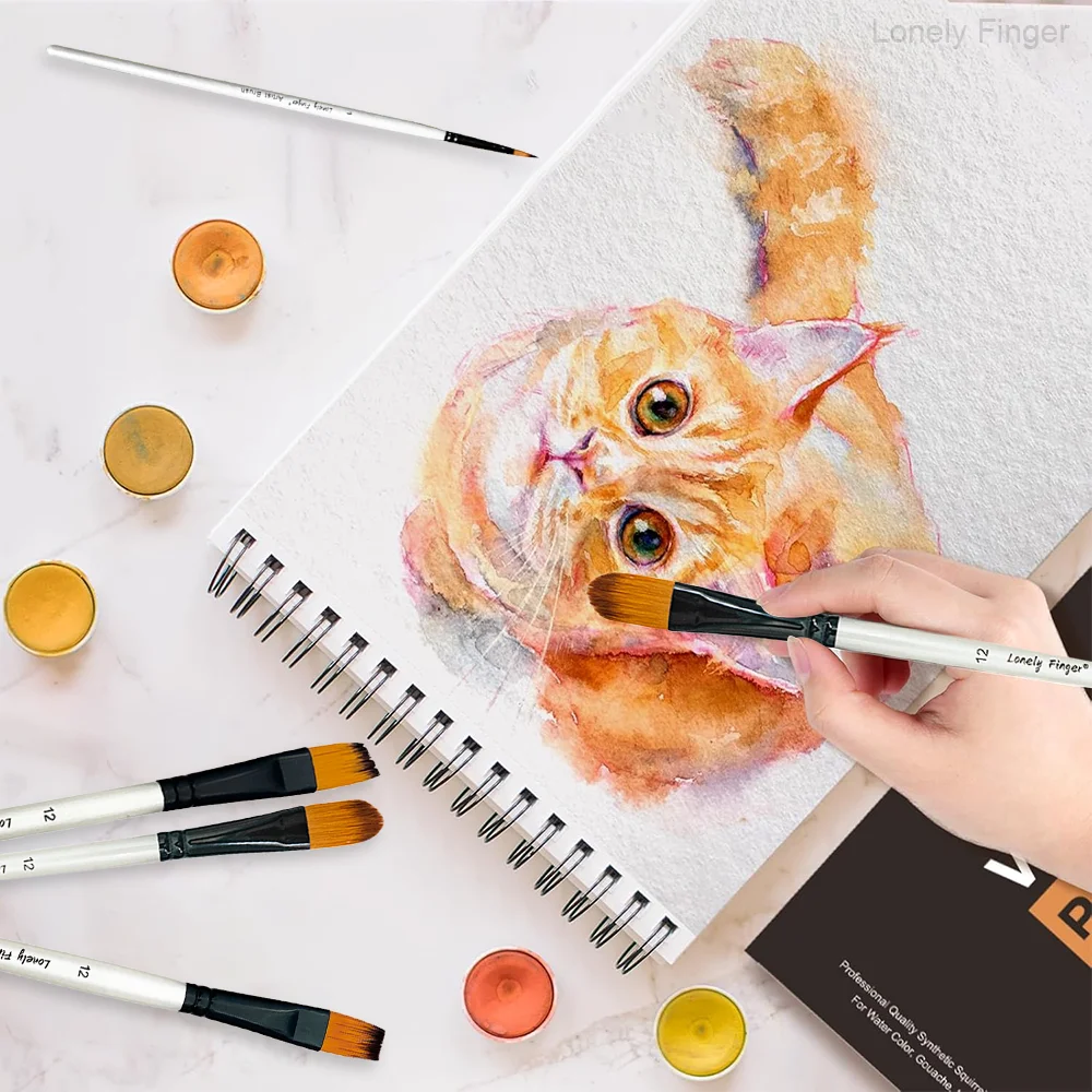 12/48 szt. Różne rozmiary pędzli do malowania akwarelą, akrylem, gwaszem, tuszem i temperą