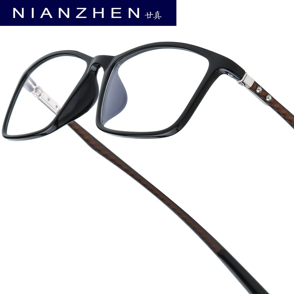 NIANZHEN TR90 ألياف الكربون النظارات الرجال مربع العلامة التجارية تصميم النظارات الإطار الرجعية خفيفة الوزن نظارات نظارات 0017