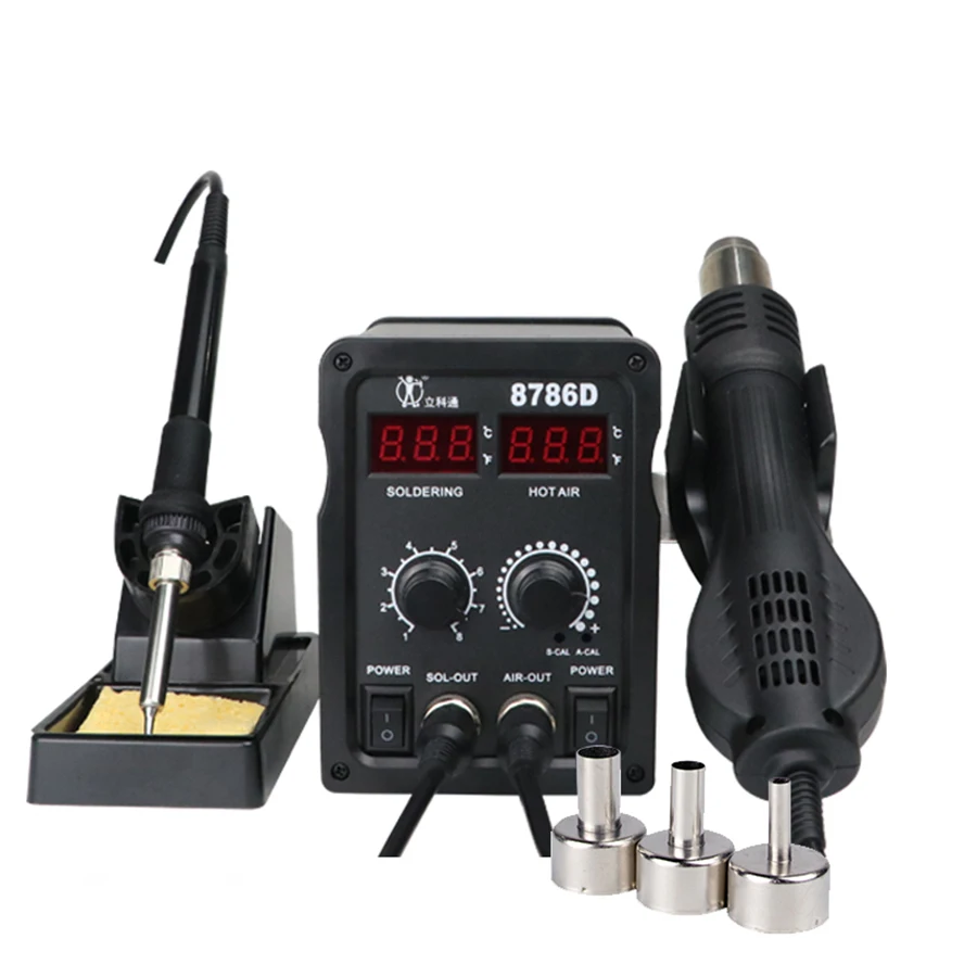 LIKETONG 8786D 750W Lead Free Intelligent sleep dual digital display Hot Air Gun Soldering Station 2-in-1 ESD SAFE