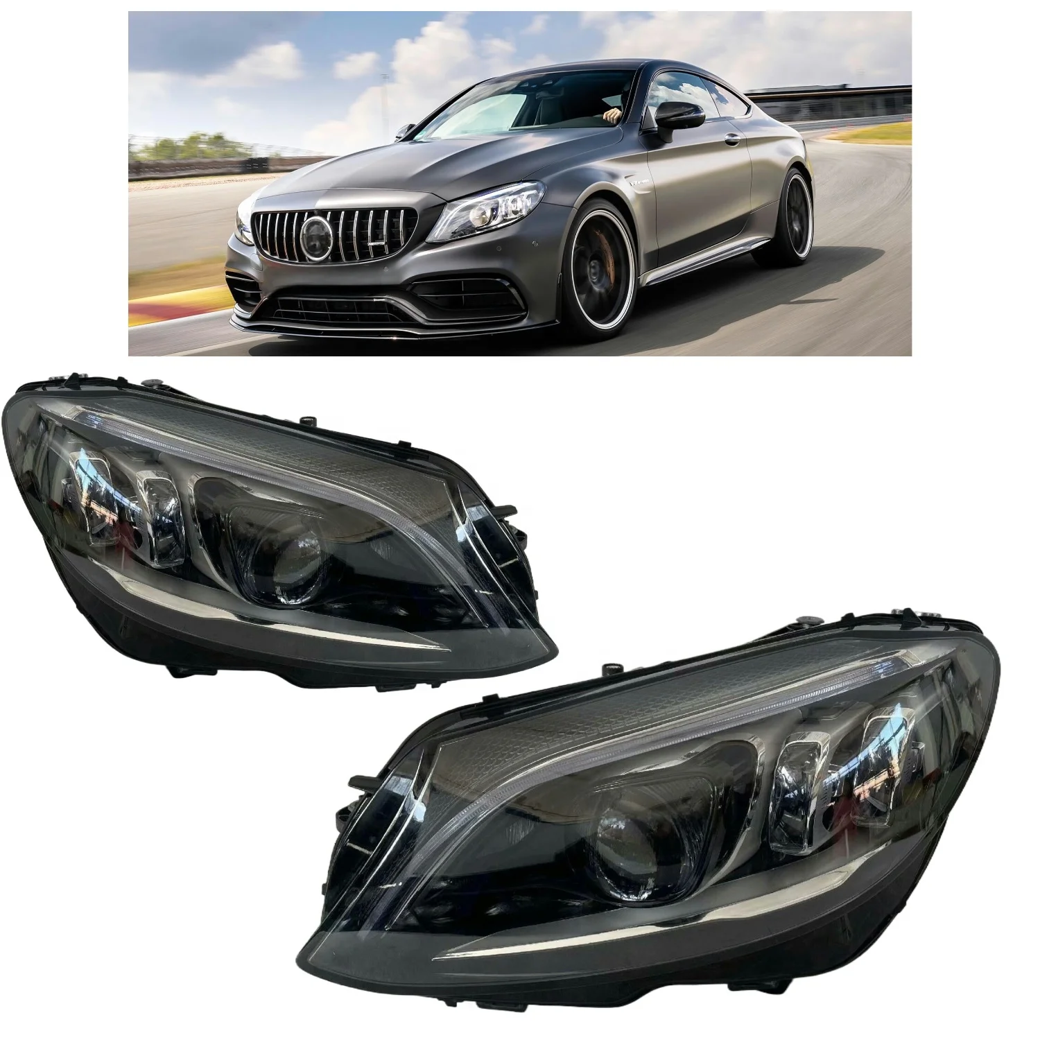 

C-Class W205 C63 2017-2021 LED Headlamp Multibeam OEM 2059064106 2059064206 Car Front Lamp Auto Lighting System for Benz