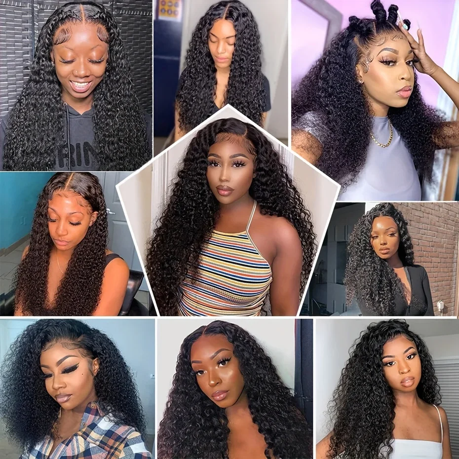 13X4 HD Transparent Suitable for Skin Tones Brazilian Human Hair Wig for Women & Men Pre-Plucked Swiss Lace Front Closure Deep Wave Curly Short Bob Style Natural Look Full Coverage Wig with Brazilian Hair view 8