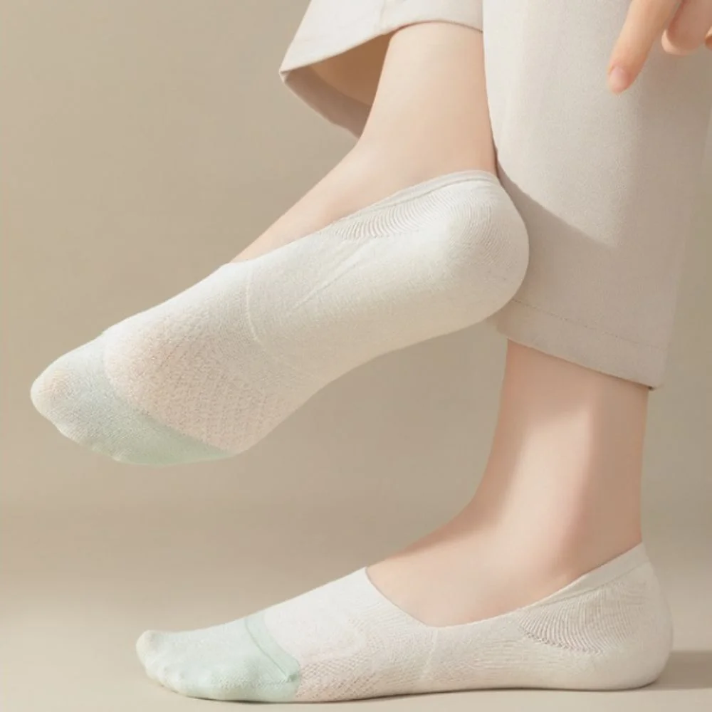 

7Pairs Non-slip Mesh Boat Socks Patchwork Breathable Short Invisible Socks Low Cut Ankle Hosiery Summer Socks Women Female