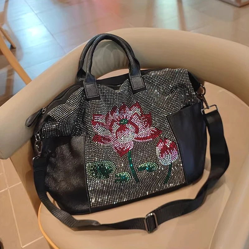 

Genuine Split Leather Designer Bag Light Travel Ita Bag Large Capacity Women Handbag Women's Leather Crossbody Shoulder Sac