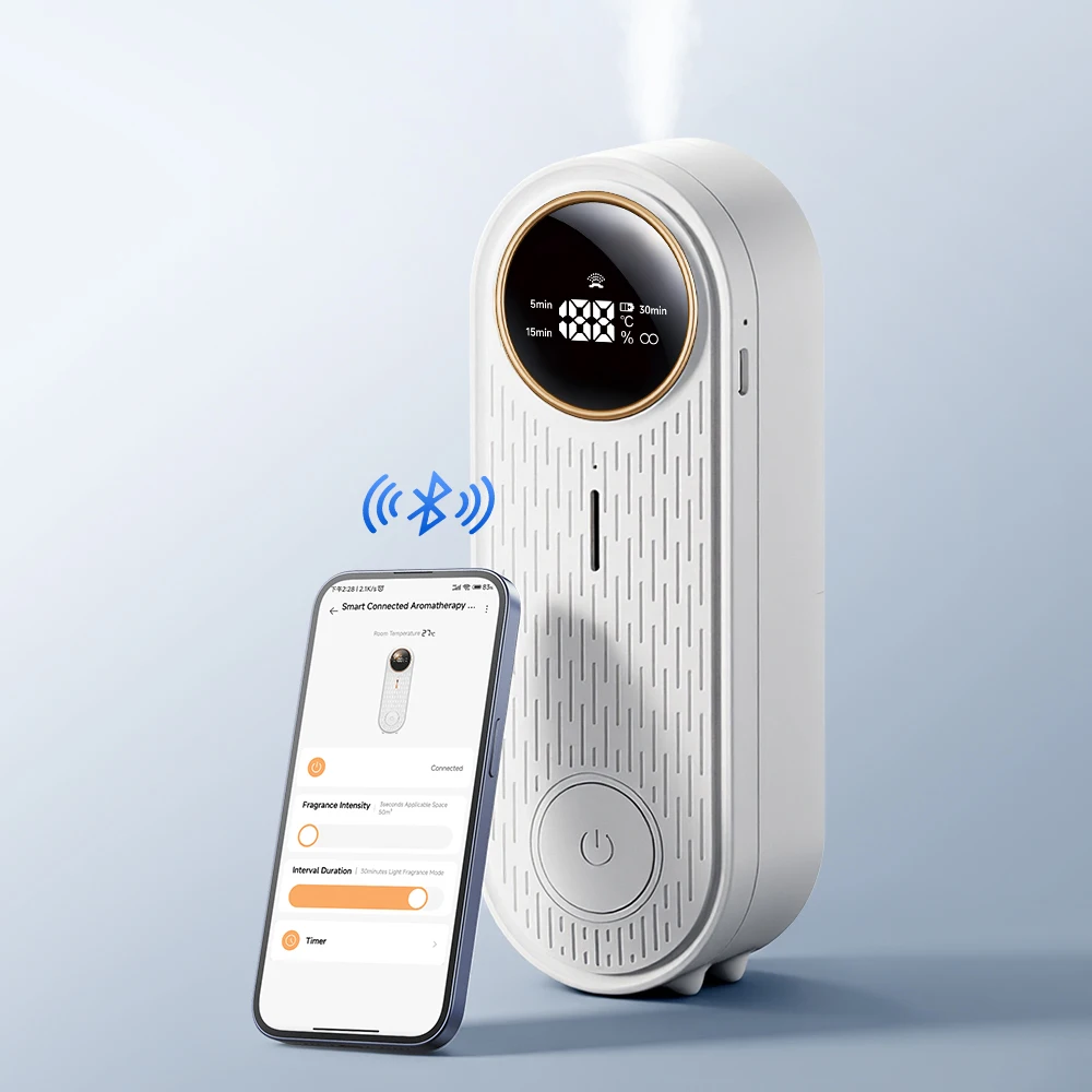 موزع روائح الزيوت العطرية مع التحكم في التطبيق، ناشر رائحة (رذاذ تلقائي، سطح المكتب قابل للتركيب على الحائط) للمكتب المنزلي، مع سائل إعادة التعبئة #6