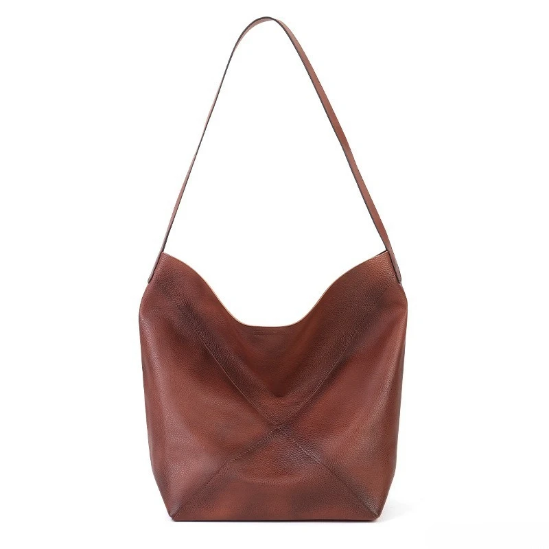 Timeless Vintage Shoulder Bag for Women Soft Genuine Leather Handcrafted Large Capacity Luxury Handbag Portable Work