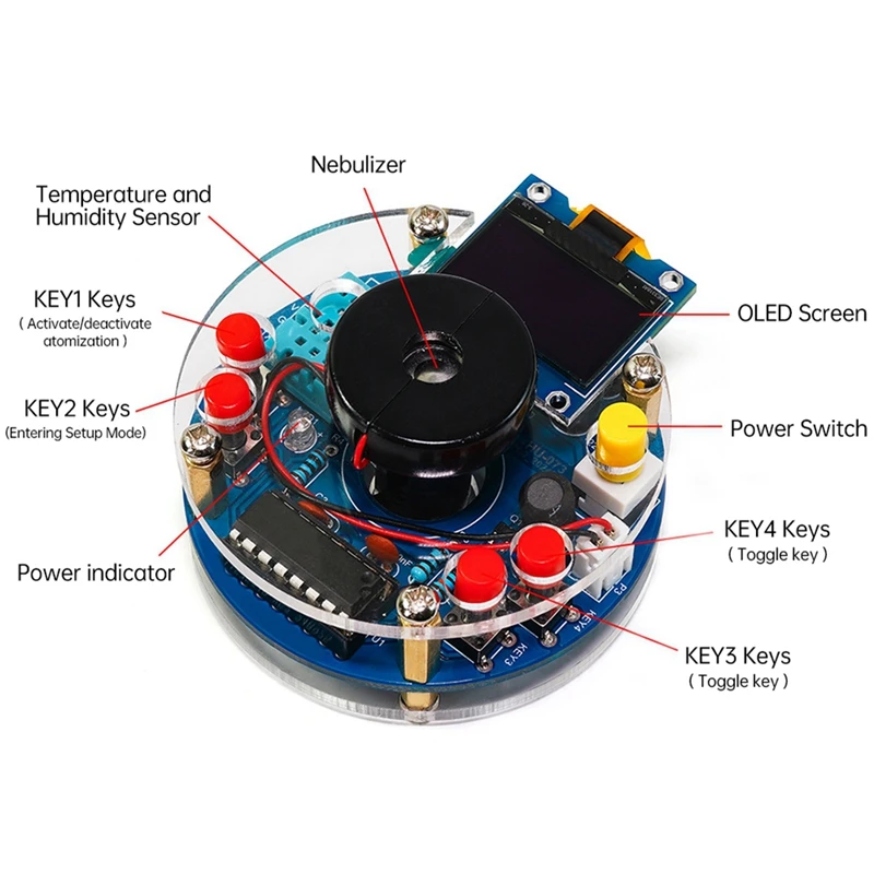 DIY USB Humidifier Atomizing OLED Display Temperature Humidity Circuit Board Kit Manufacturing Welding Exercise Parts
