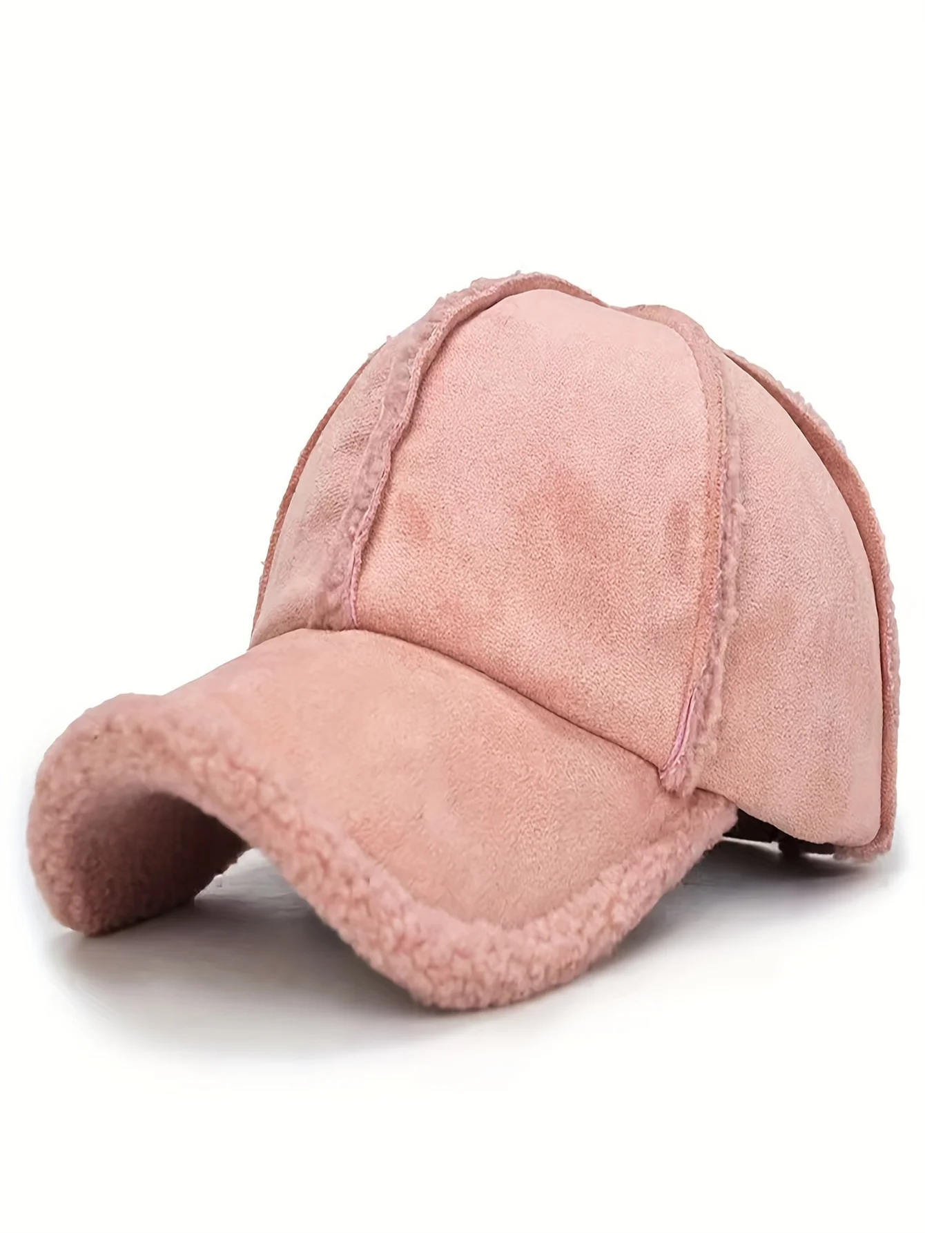 1Pcs Unisex Polyester Baseball Cap with Imitation Lamb Lining - Fashionable Solid Color Cap with for Fall/Winter, Hand Wash Only