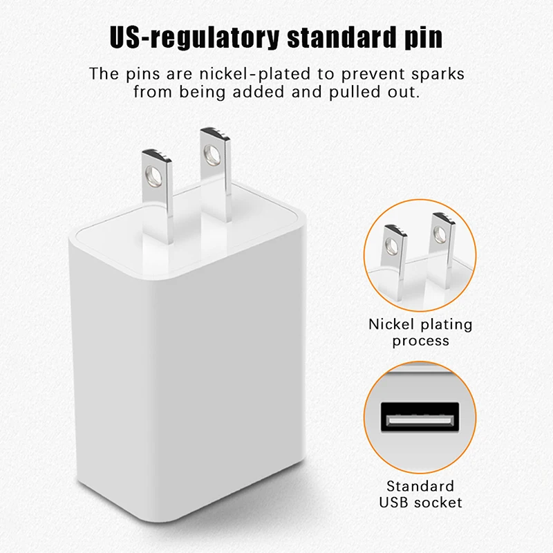 Adaptador estadounidense 5V 2A carga rápida enchufe UL una puerto USB cargador de pared de carga de teléfono viaje en EE. UU. Japón Tailandia Canadá Colombia