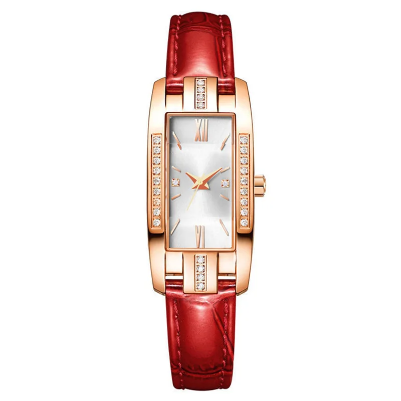 New Diamond-Encrusted Small Square Quartz Watch for Women, Retro Fashion Watch