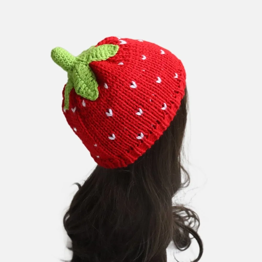 Gorro de fruta de punto creativo de uva, gorro de jersey de fresa cálido y juguetón, gorro de piña elástico suave para ciclismo
