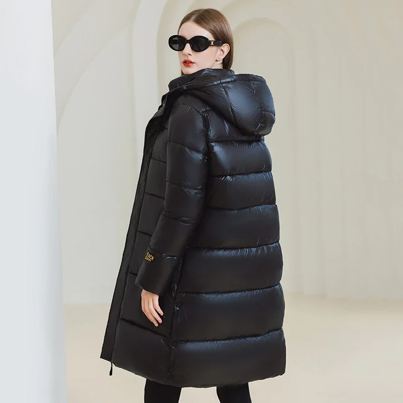 Parkas longs à capuche imperméables pour femmes, vestes en coton, pardessus noirs, vêtements pour femmes, optique chaude, hiver, nouveau, 2024