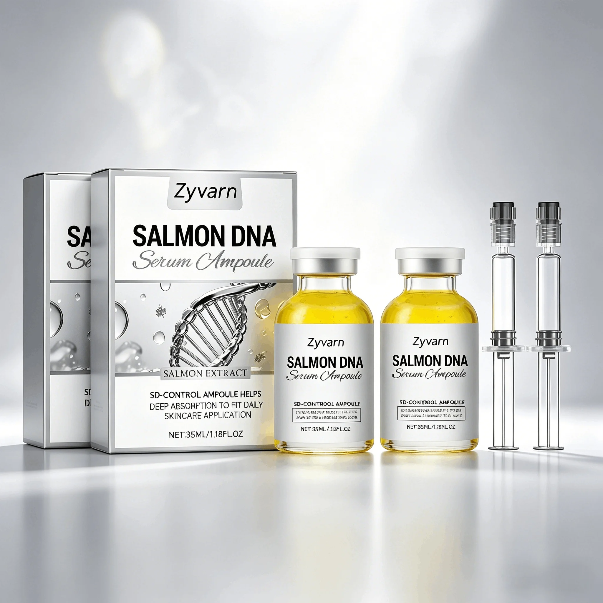 Sérum Potencializador de Pele com DNA de Salmão e Ouro, Cuidado Avançado para a Pele, Reparação Profunda, Renovação, Iluminação do Tom, Fortalecimento da Barreira Cutânea e Efeito Firmador