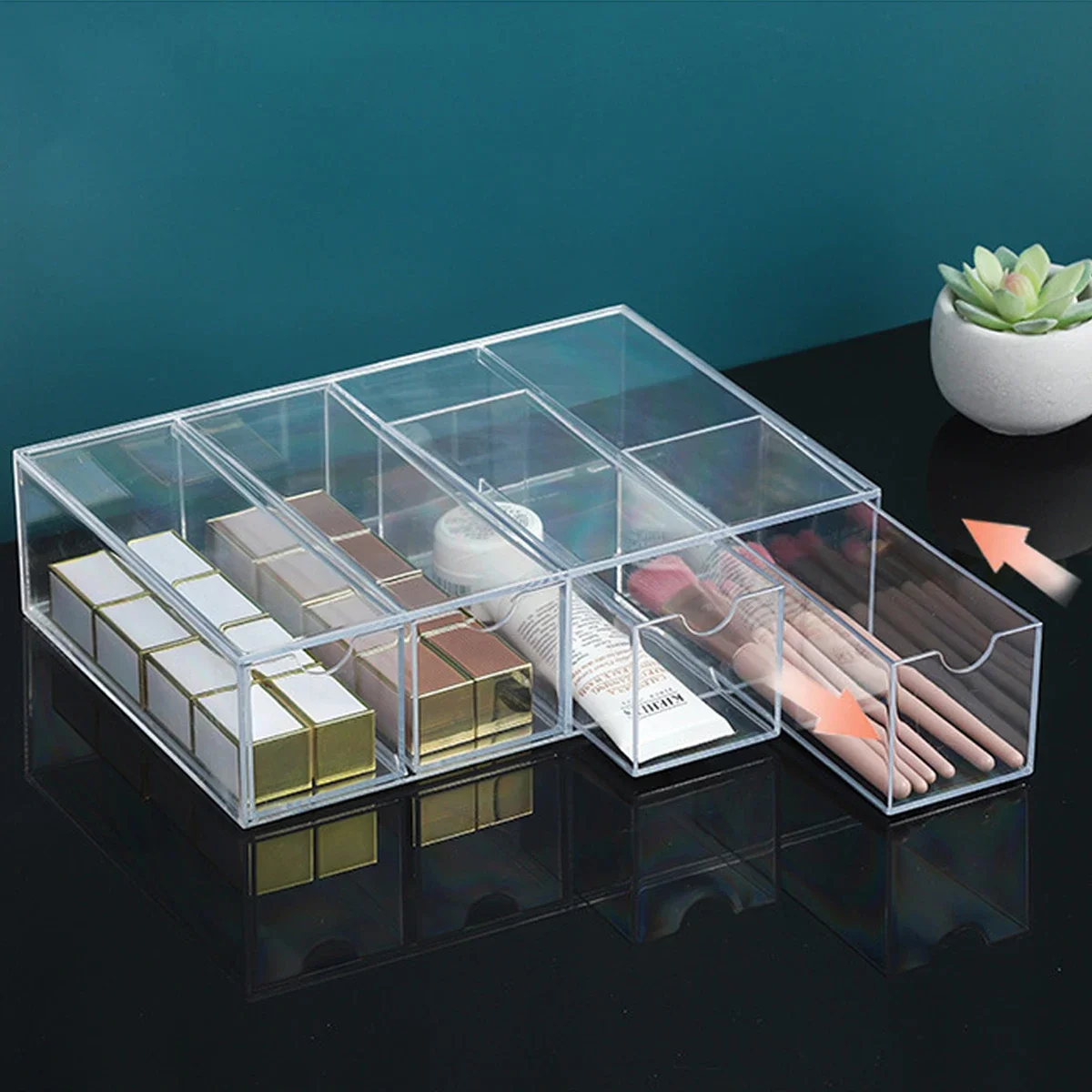 Glasses Storage Box 4 Layers Large Glasses Organizer Box Multifunctional Stackable Display Holder Reusable Acrylic Cosmetics