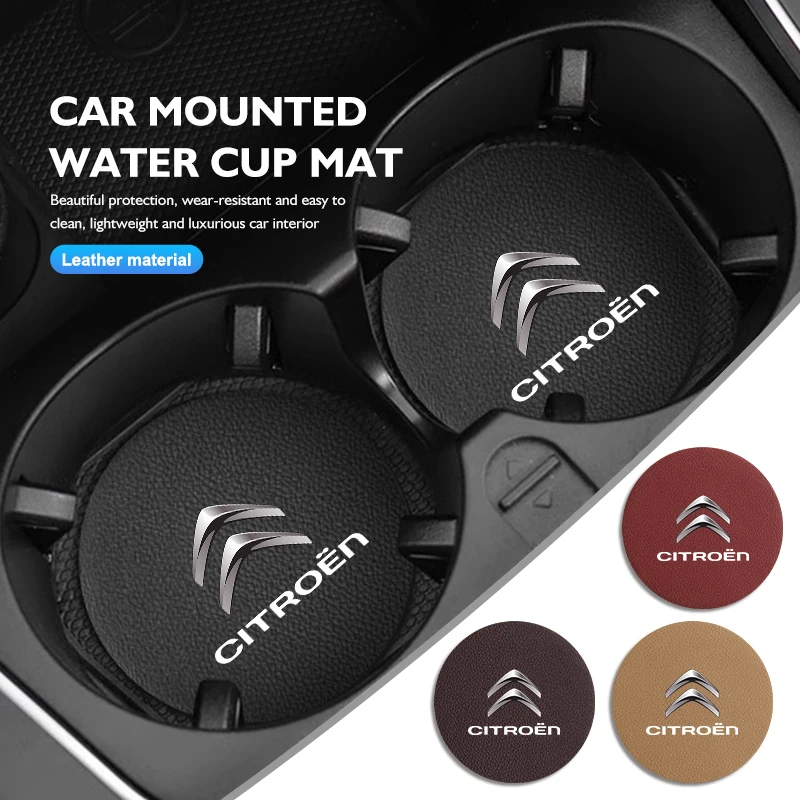 2Pcs Leather Anti-Slip Suede Car Water Cup Holder Accessories For Citroen Jumper Celysee Cactus Picasso Aircross Saxo Grand