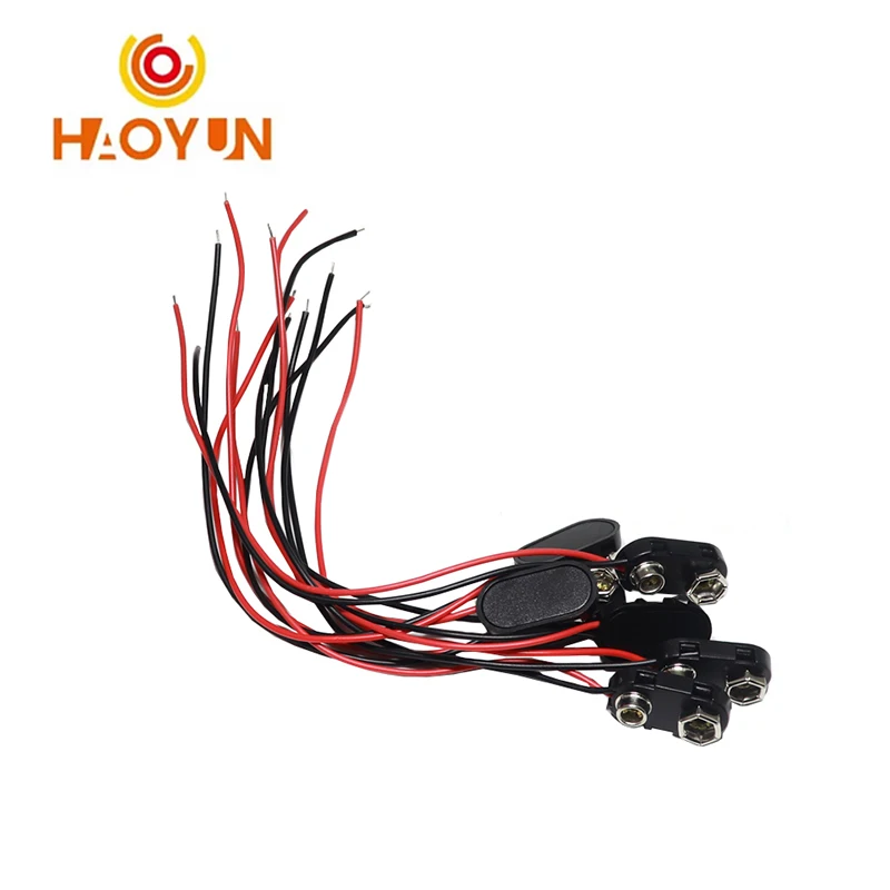 

【20-5PCS】9V Battery Clips Black Red 2Wired Cable Connection Connector Buckle 9 Volt Battery Clip Connector Battery Holder