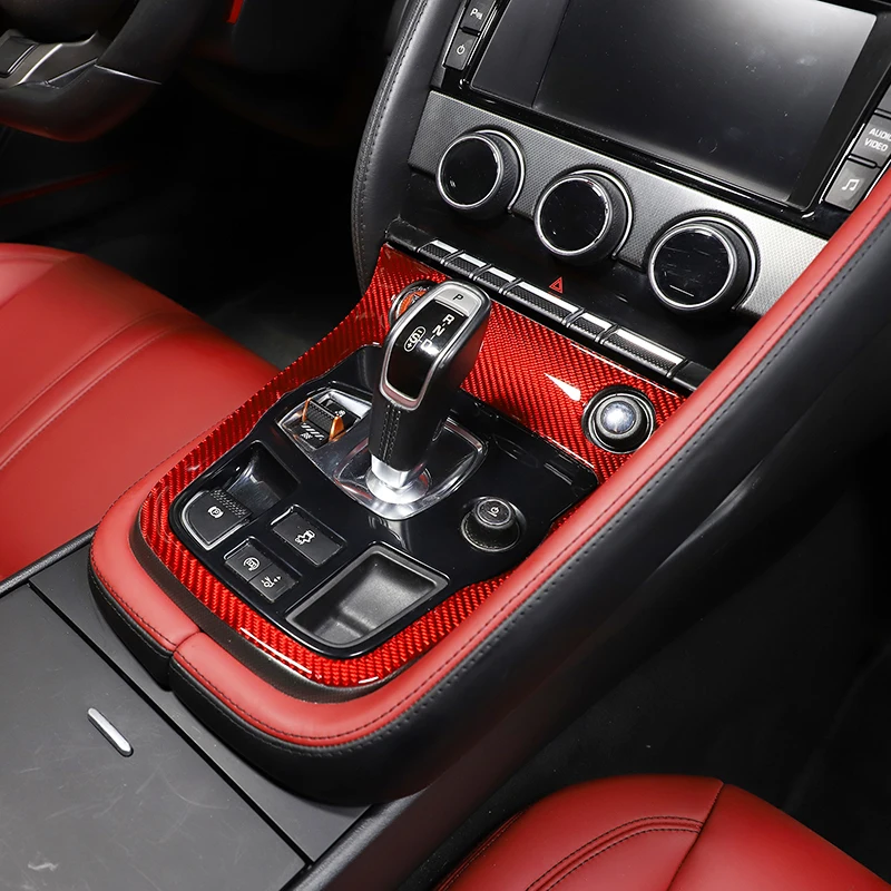 For Jaguar F-TYPE 2013-2022 Soft Carbon Fiber Car Center Console Shift Panel Cover Trim Sticker Car Accessories  Interior