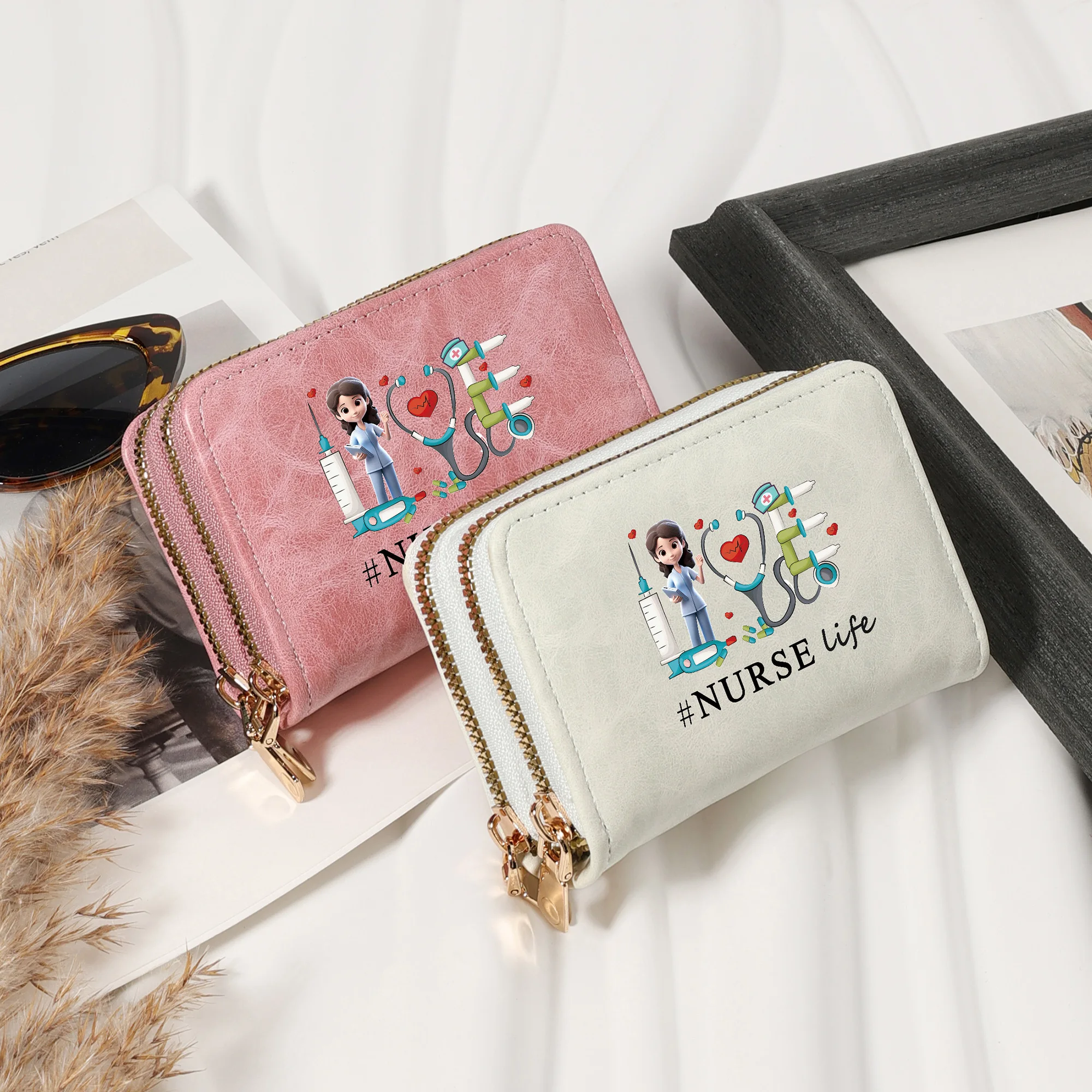 Double Zipper Wallet, Women's Short Credit Card Holder, Multifunctional Large Capacity Zero Wallet