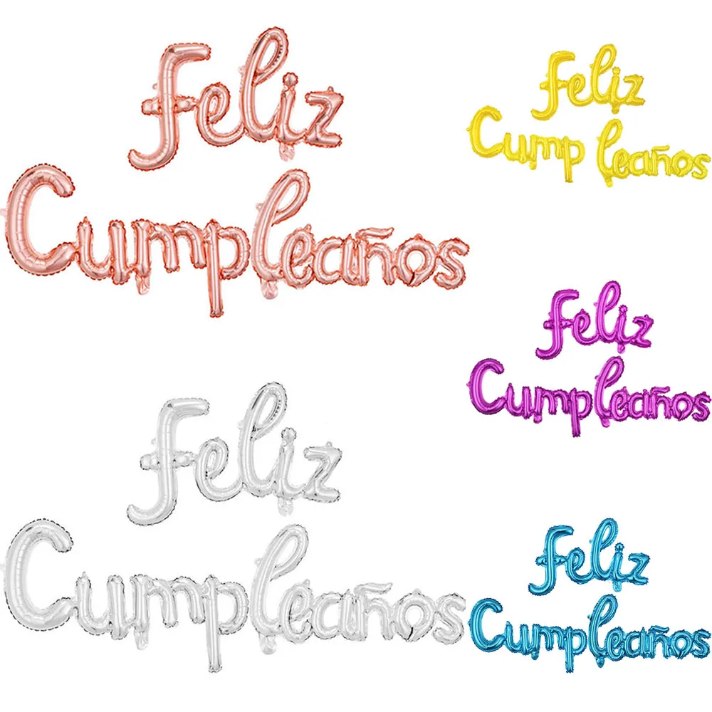 Spanish Lowercase Happy Birthday Alphabet Set Feliz Cumpleanos Spanish Baby Shower Birthday Party Aluminum Film Balloons 1 Set