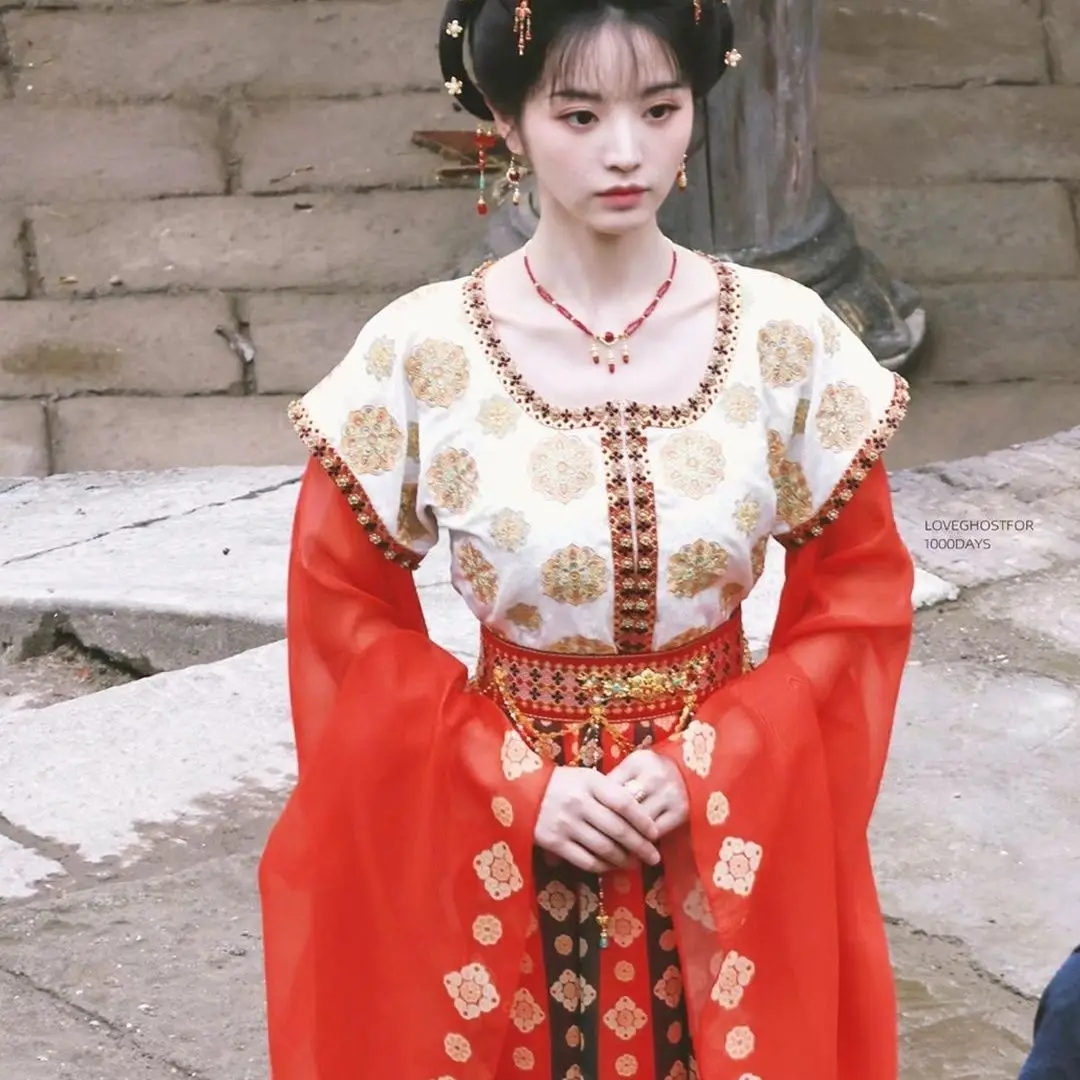 

‌Tang Dynasty Hanfu Set - Chinese Traditional Clothes Woman High-Waisted Eight-Part Ruqun Elegant Chinese Costume