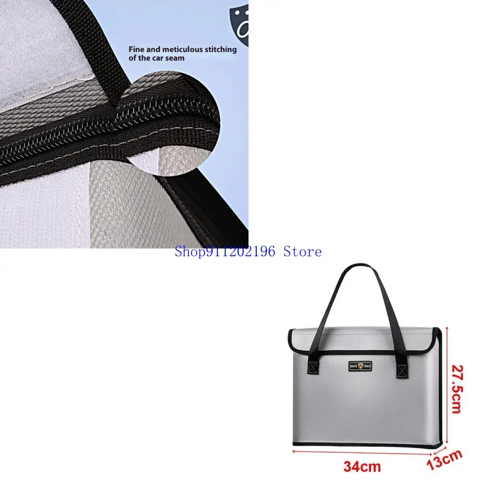 P82A Double Layer Fireproof Battery Storage Bag Lightweight Smooth Zippers Handle
