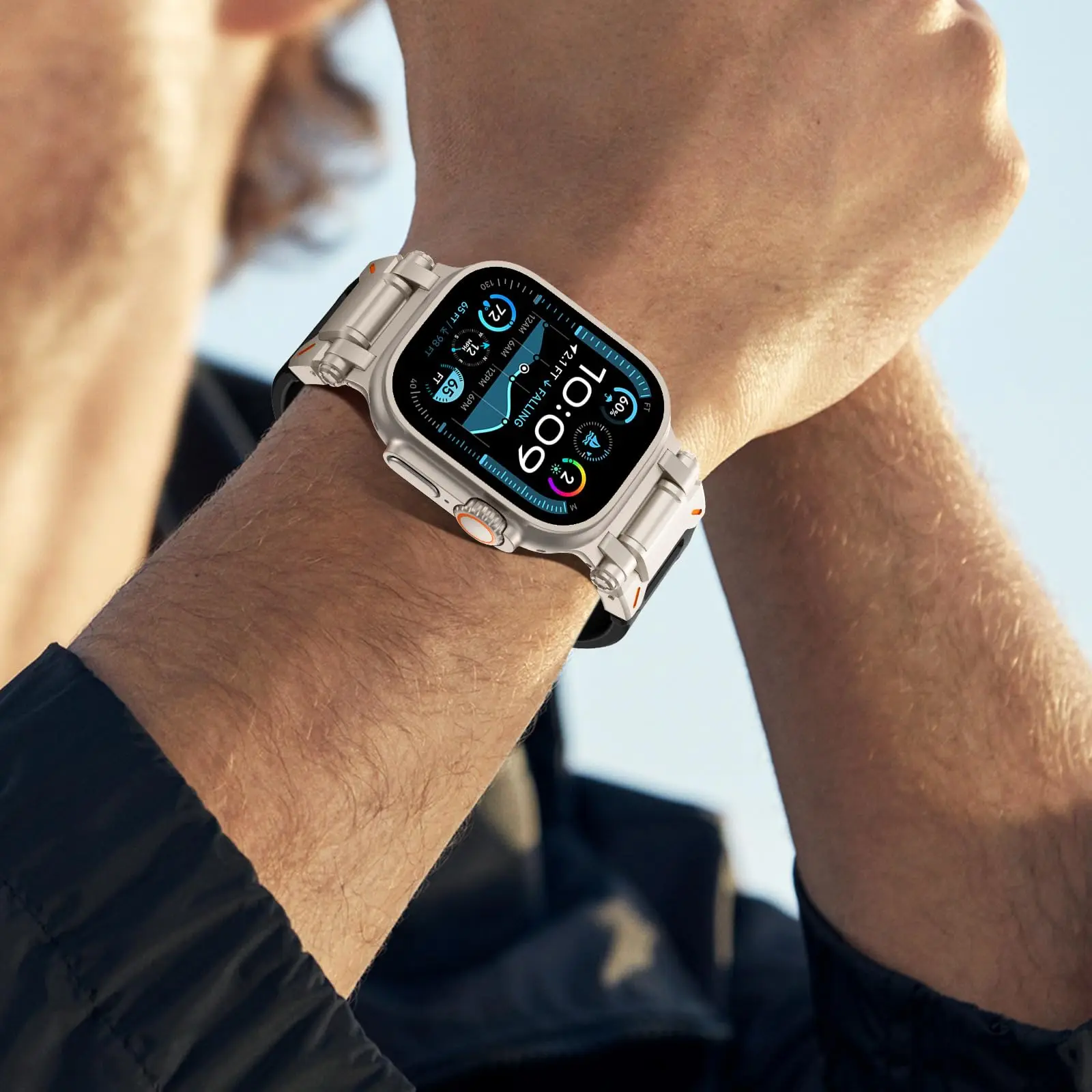 حزام سيليكون فاخر لساعة أبل الترا 3/2/1 49 مللي متر 46 مللي متر 45 مللي متر 44 مللي متر 42 مللي متر الفرقة لسلسلة IWatch 11 10 9 8 7 SE3 6 5 4 سوار