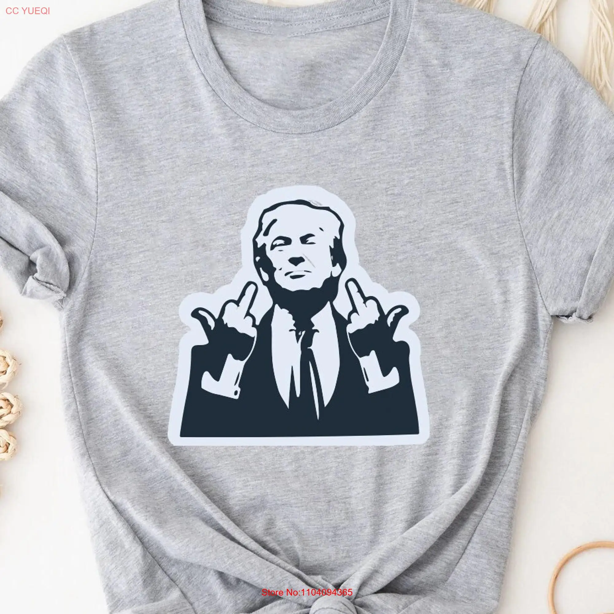 Trump 2024 T Shirt Funny Republican Election Sarcasm Patriotic Finger long or short sleeves