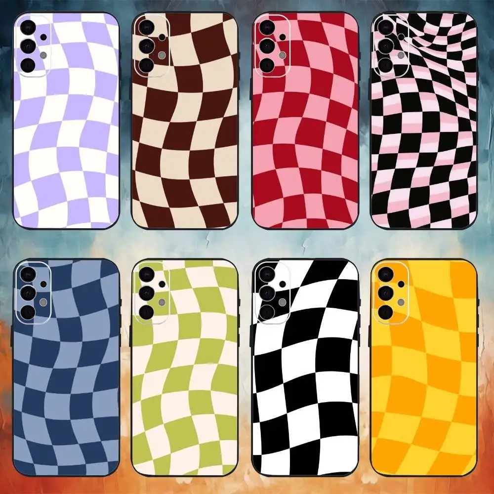 

Stylish Checkerboard Phone Case For Samsung S25,S24,S21,S22,S23,S30,Ultra,S20,Plus,Fe,Note,10,9,5G Black Cover