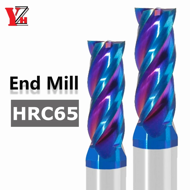 YZH Carbide End Mill HRC65 4 Flute CNC Tungsten Machine Cutter Tool Square Router Bit 2 4 6mm 8mm 10mm 12mm 14mm 16mm 18mm 20mm