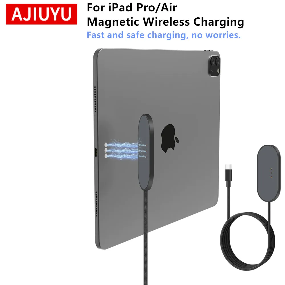 

AJIUYU Magnetic Wireless Charger for iPad Pro/Air,18W/35W Fast Charging with USB C to C Charger Cable Smart iPad Charger 1.5m