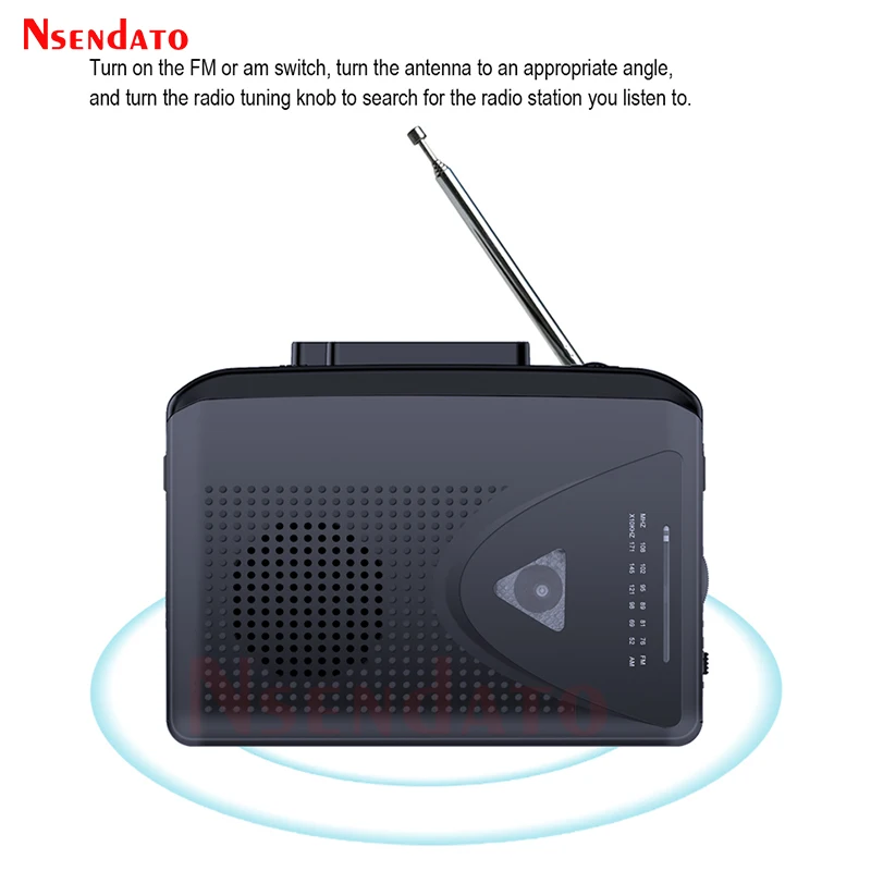 Portátil Super Radio Cassette Player com alto-falante, AM/FM rádio, leitor de música, gravador, adaptador para gravadores de fita