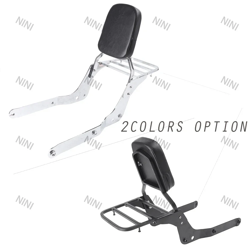 

Motorcycle For 2004-2012 Honda Shadow VT750C Aero Black/Chrome Rear Passenger Sissy Bar Luggage Rack Backrest w/ Leather Pad