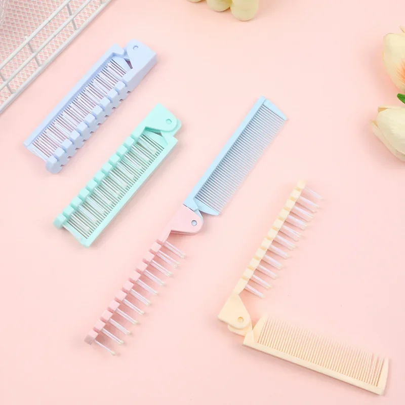 مشط شعر محمول قابل للطي للنساء والرجال ، أمشاط تصفيف الشعر ، مضاد للساكنة ، تدليك الرأس ، احترافي ، أدوات تصفيف ، 2 في 1