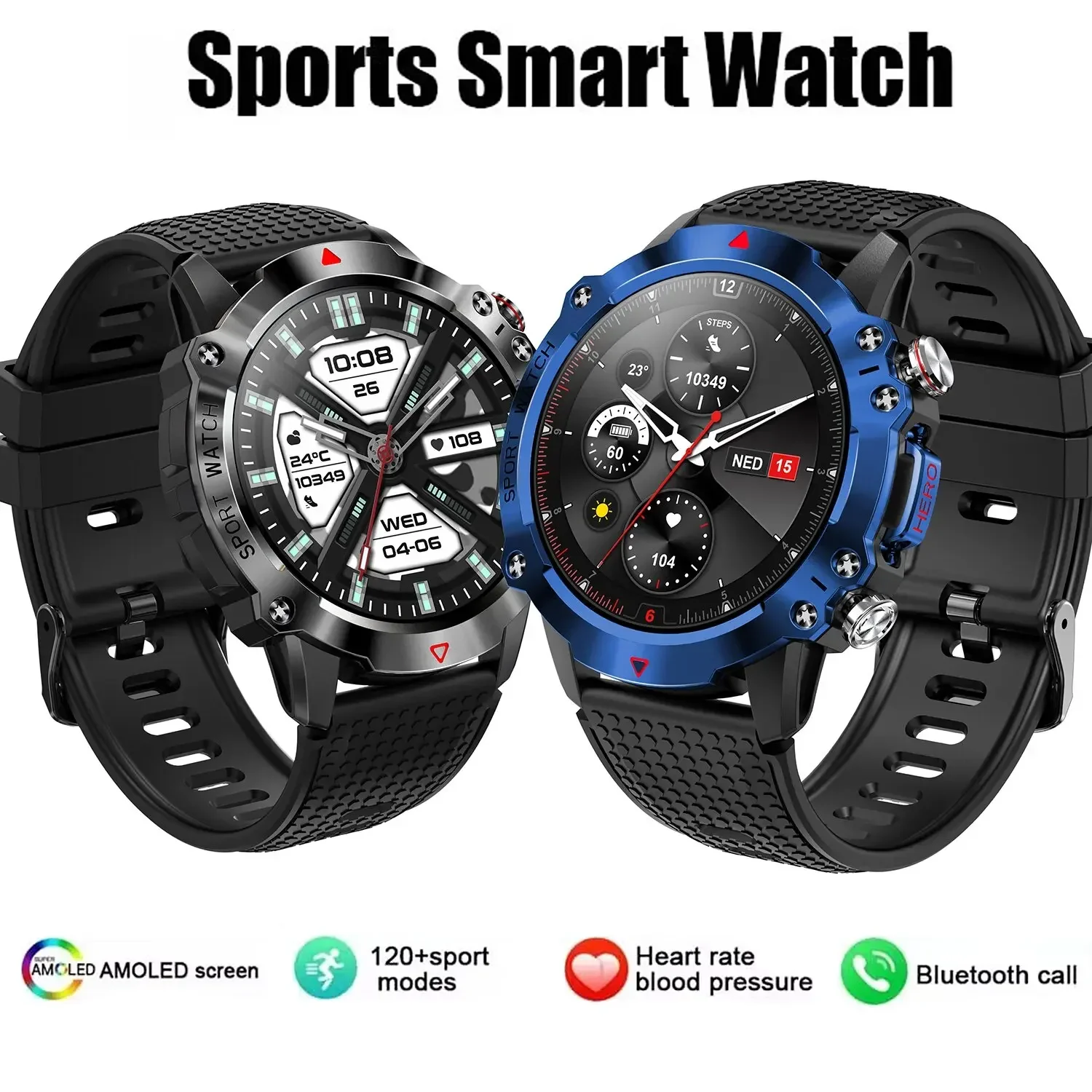 

2024 Smartwatch IP67 Waterproof Blood Pressure Oxygen Heart Rate Monitoring BT Wireless Call Multi-Exercise Mode for Men Women