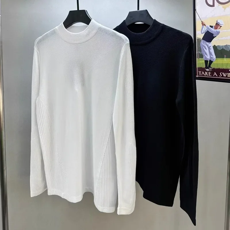 

Golf Clothing Men's 24 Autumn New High-End Business Casual Stand-Up Neck Pullover Knitted Long Sleeve Bottom Top
