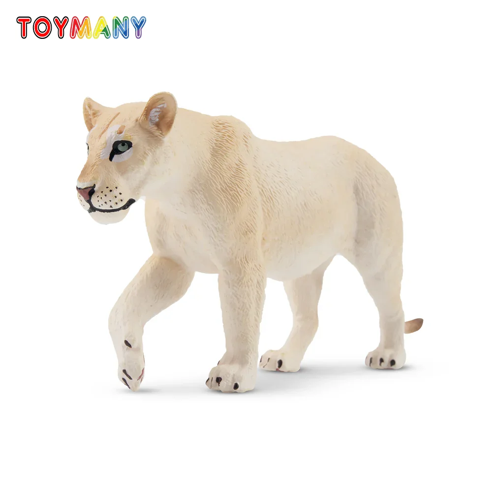 Toymany محاكاة المشي الأبيض الأسد الحياة البرية نماذج للحيوانات لعبة صغيرة الأسد أرقام الدمى عمل التماثيل لعب الأطفال هدية