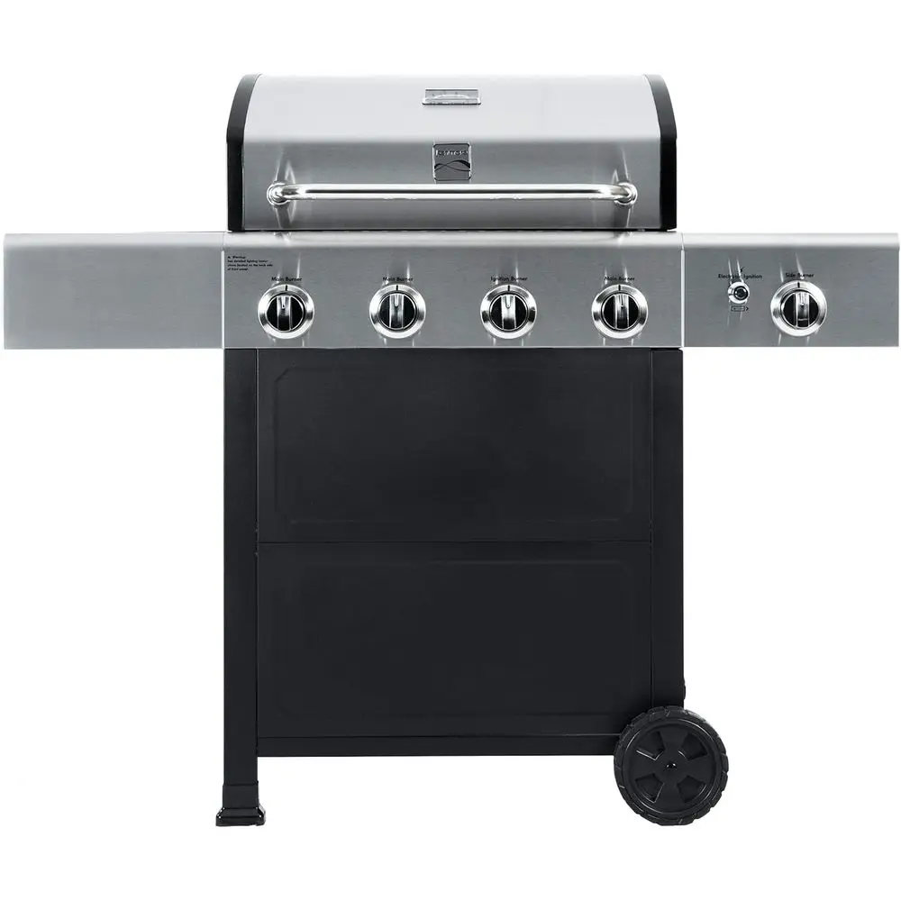 

4-Burner Gas Grill with Side Burner, Outdoor BBQ Grill, Propane Gas Grill, Cast Iron Cooking Grates, Eic Ignition, Warming Rack,