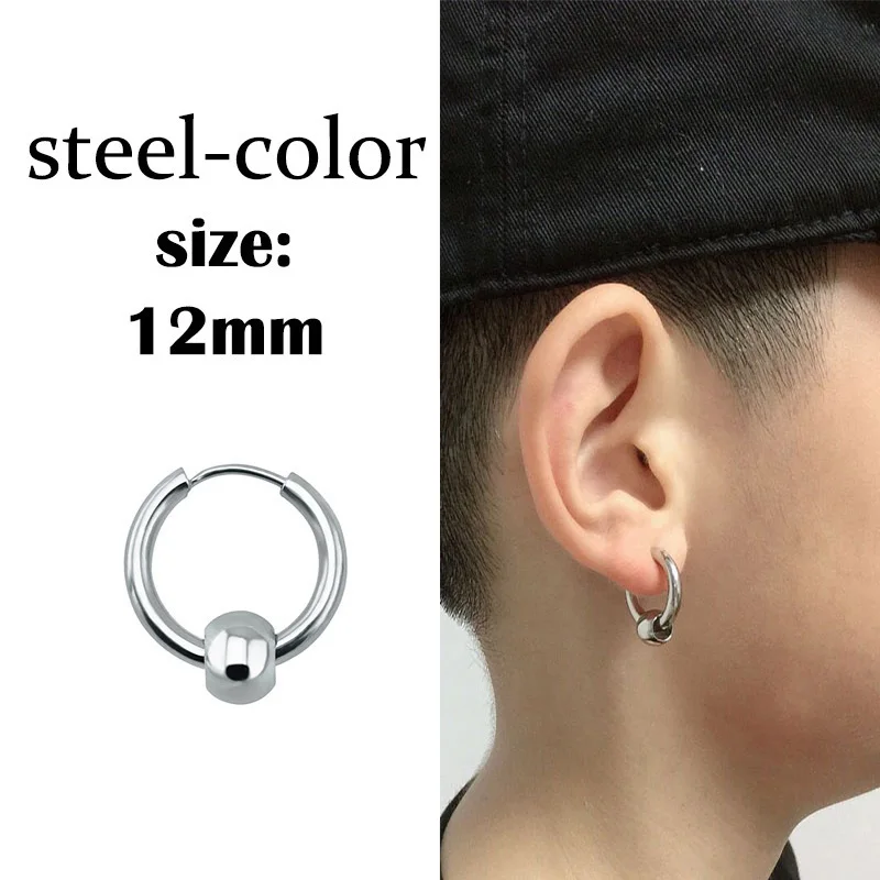 1 Paar stahlfarbene Kette mit Kreuz-Anhänger, Ohrringe für Männer/Frauen, Gothic-Pop-Kollektion, kreativer Hip-Hop, Unisex, Punk-Schmuck – Detail 2