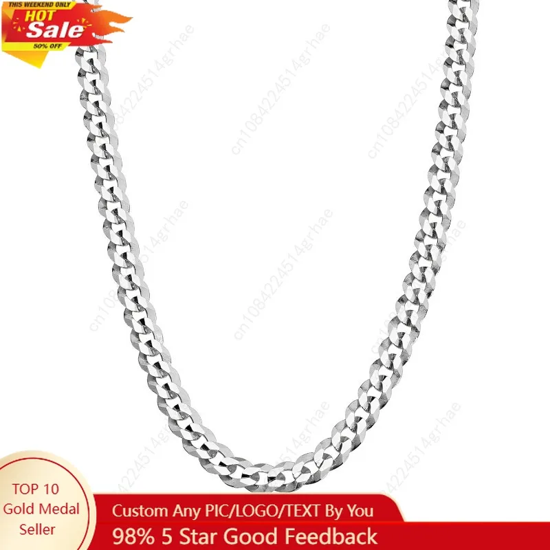 

Miabella Solid 925 Sterling Silver Italian 5mm Diamond Cut Cuban Link Curb Chain Necklace for Women Men, Made in Italy