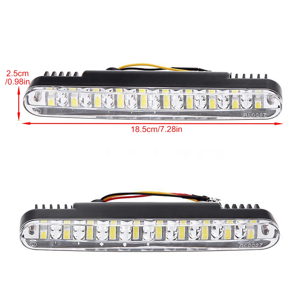 AQTQAQ 2 sztuk/zestaw 12V samochód 30 światła do jazdy dziennej LED światło dzienne biały DRL pomarańczowy kierunkowskaz lampa do jazdy zestaw listewek