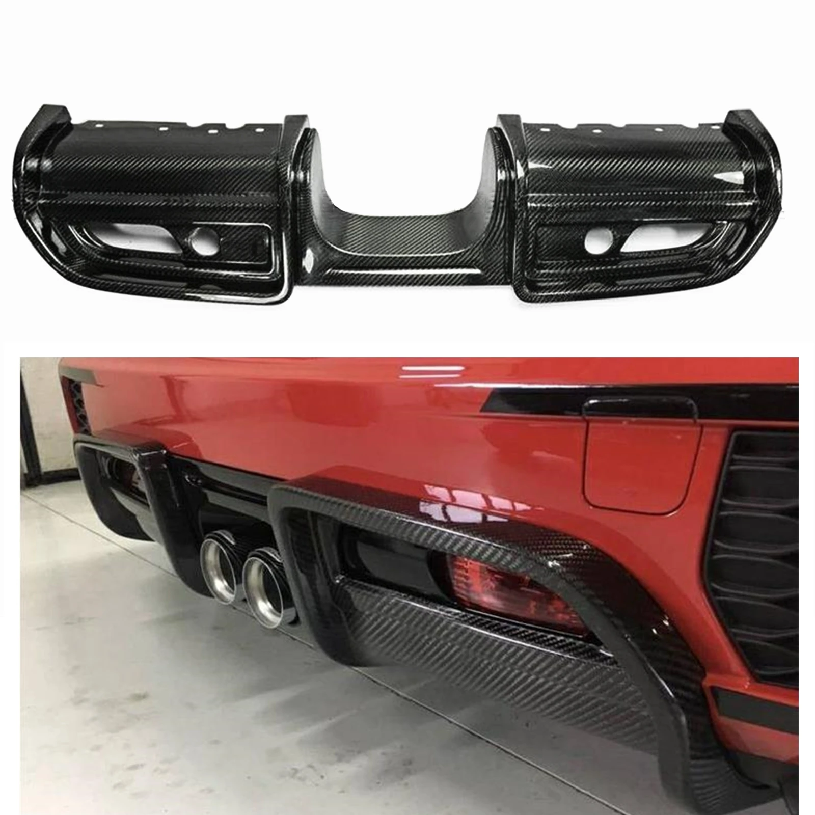 Real Carbon Fiber Car Rear Bumper Lower Diffuser Spoiler Lip Center Exhaust Out Splitter For Mini Cooper F56 JCW Style