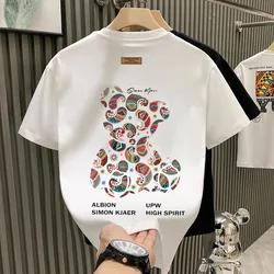 Pure Cotton T Shirt Women Korean Fashion Cartoon Printed Loose Oversized Tops Women Clothes Round Neck Short Sleeved Tshirt