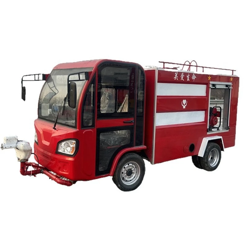 Small electric four-wheel fire truck, high-pressure water spray emergency fire truck